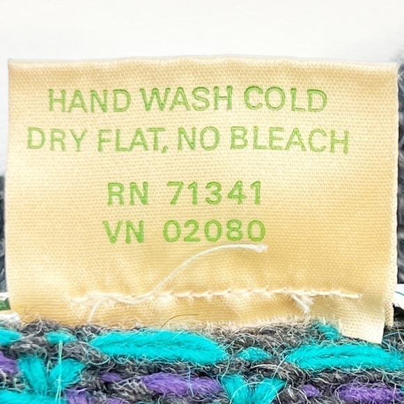 L.L. Bean Vintage Sweater Birdseye Norwegian Ragg Wool Men’s XL Gray Purple Teal - Picture 9 of 10